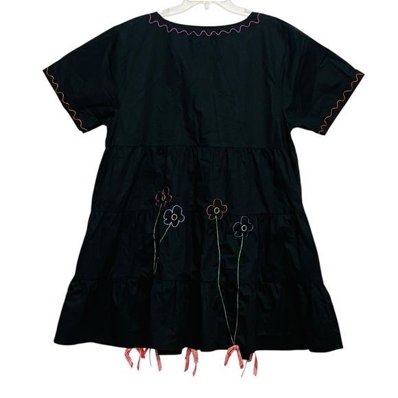 Teddy Fresh Bouquer Dress Black Babydoll Tiered Embroidery Color Floral XL NWOT - Picture 8 of 14